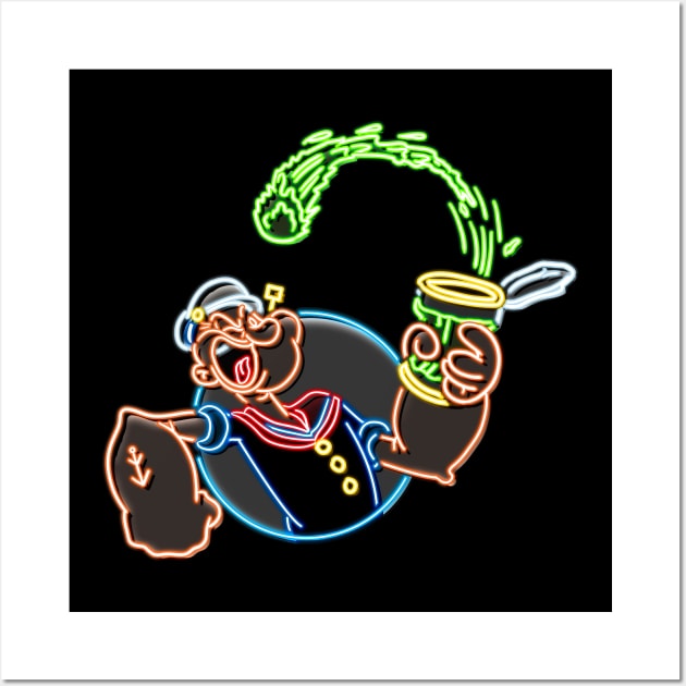 Popeye neon bg Wall Art by AlanSchell76